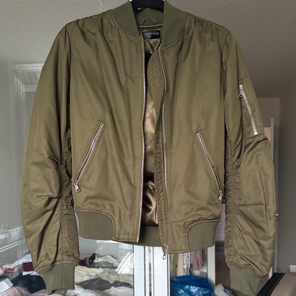Topshop Khaki Green Bomber Jacket